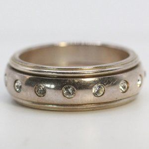 STERLING SILVER CHINA SPINNER RHINESTONES MEN'S RING